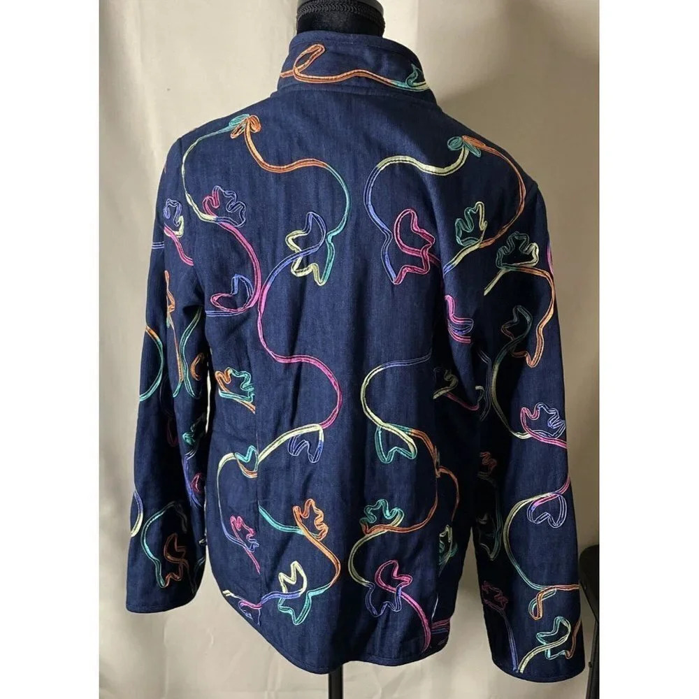 Koret Chambray Button Jacket Multi Color Ribbon D… - image 2